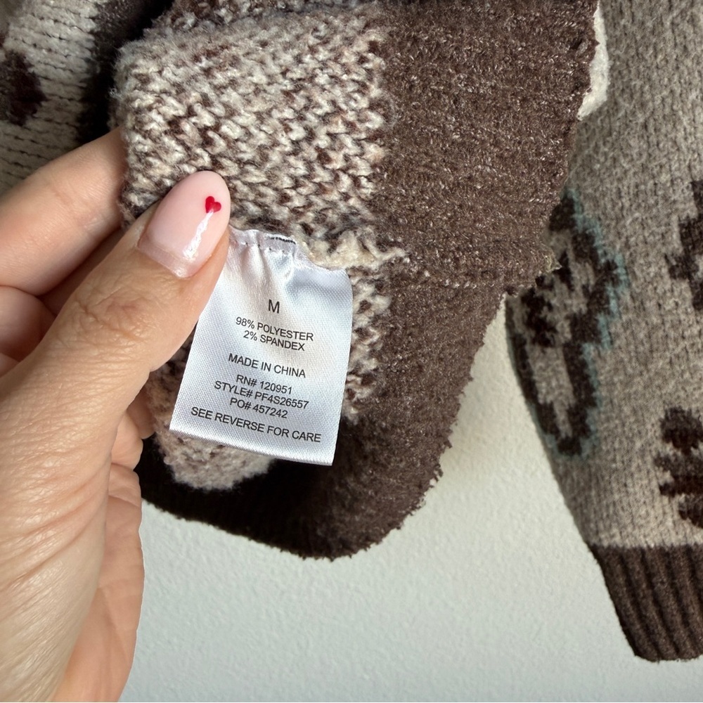 Pink Republic Brown Aztec Western Cowgirl Half Zip Sweater Women’s Size Medium - Picture 4 of 5